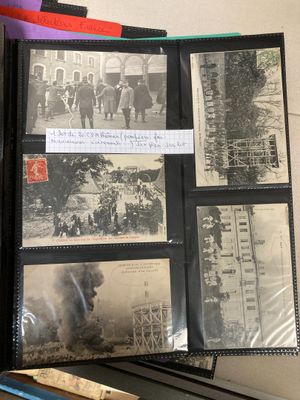 an old photo of a group of people in a picture album