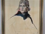 portrait d'un homme en blouse blanche à col rouge