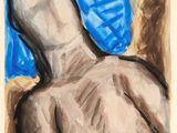 une image représentant un tableau d'une personne sur fond bleu