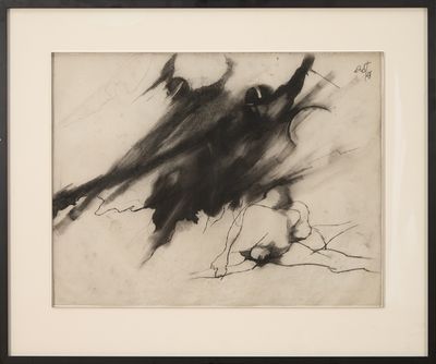 black and white drawing of a bird sitting on a branch