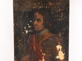 un vieux tableau représentant un homme vêtu d'un costume rouge et or