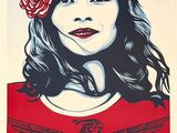 a poster of a woman with a flower in her hair