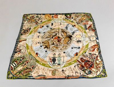 an image of a tapestry with a clock on it