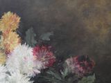 a painting of flowers in a vase on a table