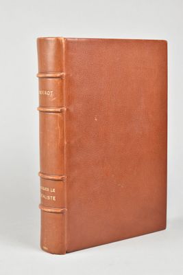 un livre en cuir marron surmonté de deux dos