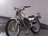 a motorcycle that is parked in a parking garage