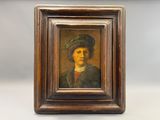 Portrait d'un jeune homme au béret, huile sur toile, XIXe siècle