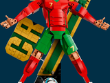 a statue of a man holding a soccer ball on a stand