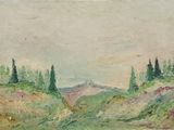 une image représentant un tableau où l'on voit des moutons paître dans un pré