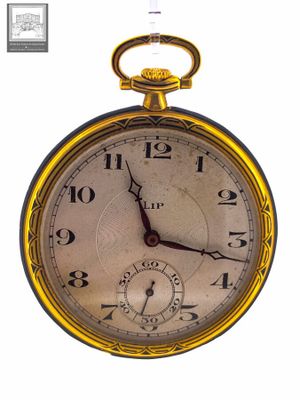 a gold pocket watch with roman numerals on the face