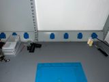 a blue mat on the floor in a room