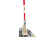 a shovel with a plastic handle on a white background