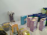 many different types of soaps on the counter