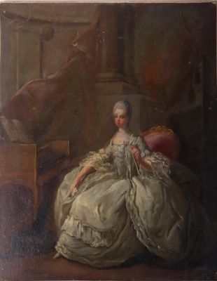 tableau représentant une femme en robe blanche assise dans une pièce