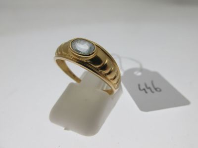 a close up of a gold ring with a stone on it