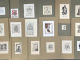 il y a beaucoup de dessins sur le mur de cette pièce