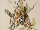 une aquarelle représentant un oiseau perché sur une branche