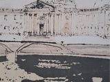 a drawing of a building with a dome on top of it