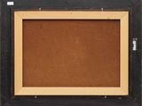 an old picture frame with a brown background and black trim