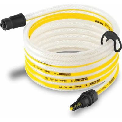 un tuyau blanc et jaune muni d'un raccord noir