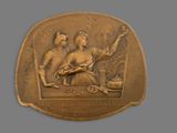 an image of a bronze medal depicting a man and woman
