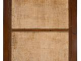 an old wooden window with a brown frame on a white background