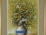 une peinture de fleurs dans un vase sur une table
