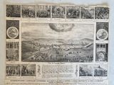 une vieille gravure représentant une vue d'une ville au milieu du XIXe siècle