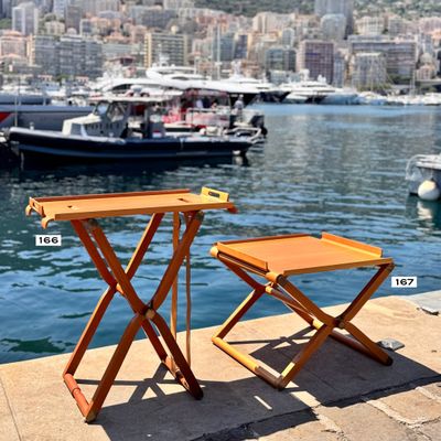 deux tables installées au bord de l'eau