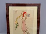 painting of a girl with a flower in her hand and a bird in her hand