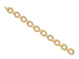 a yellow gold bracelet with a twisted link on a white background