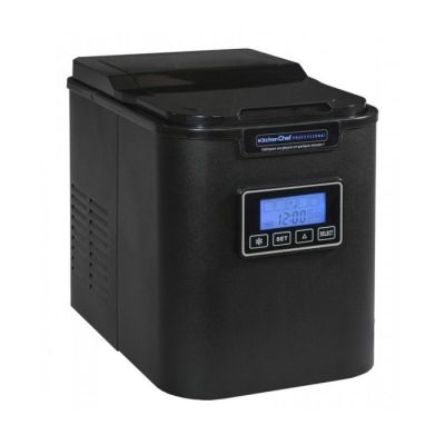 une petite machine à glaçons noire dotée d'un écran numérique à l'avant
