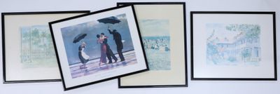 Lot de quatre reproductions en couleurs: La Place des Palmis…