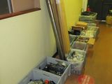 many boxes of assorted items in the hallway