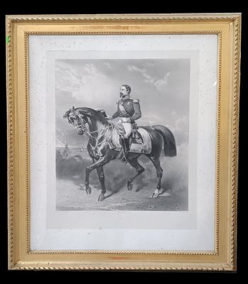 un vieux dessin en noir et blanc représentant un homme à cheval