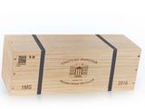 a close up of a wooden box with a label on it