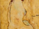 a painting of a nude woman sitting on the ground
