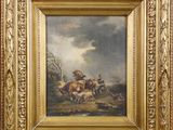 an image of a painting of a group of animals in a field
