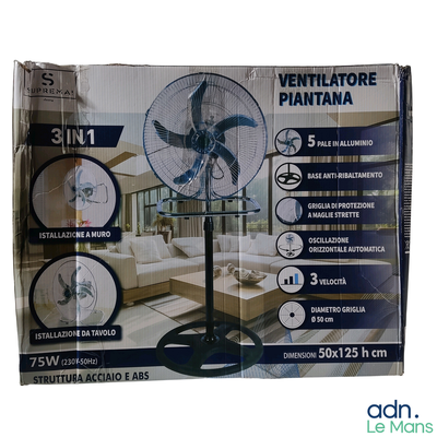 une boîte sur laquelle est posé un ventilateur