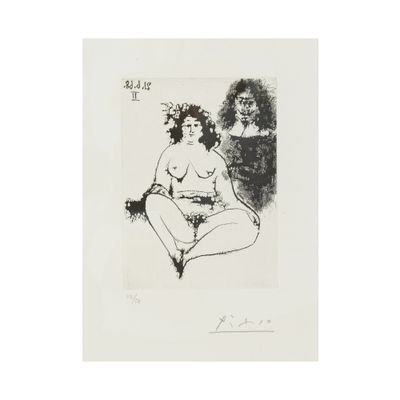 an image of a black and white drawing of a woman and a man