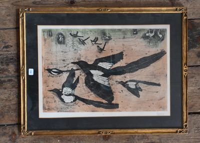 une photo d'une photo représentant des oiseaux volant dans les airs