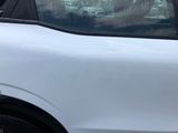 a dog sitting in the back seat of a white car