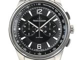 an image of a stainless steel watch with a black face
