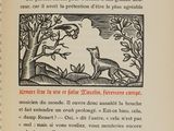 an open book with a picture of a fox and a bird