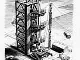 une illustration représentant un dessin de grue sur la façade d'un immeuble