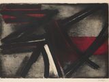 une peinture noire et rouge sur fond blanc