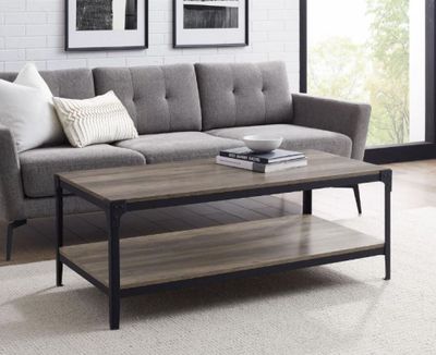 Table basse IRON WALKER EDISON en bois rustique gris et en f…