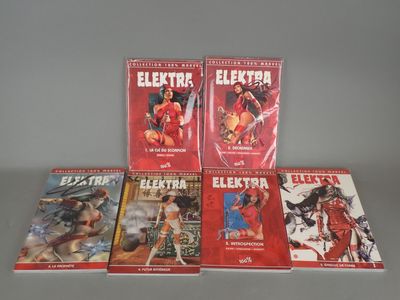 the complete set of elektrix comics is on display