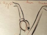 a drawing of a ballerina with her arms up