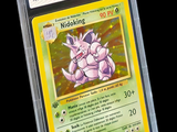 a close up of a pokemon card with a star in the background